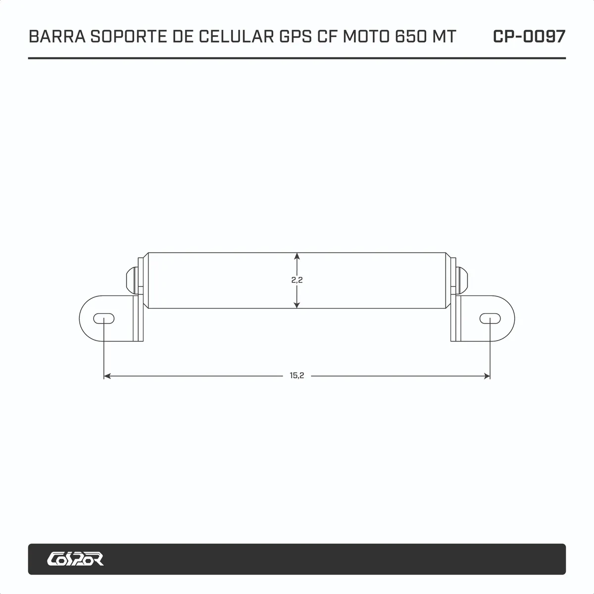 BARRA SOPORTE CF MOTO MT 650/700 (BARRA 121MM) - Image 3