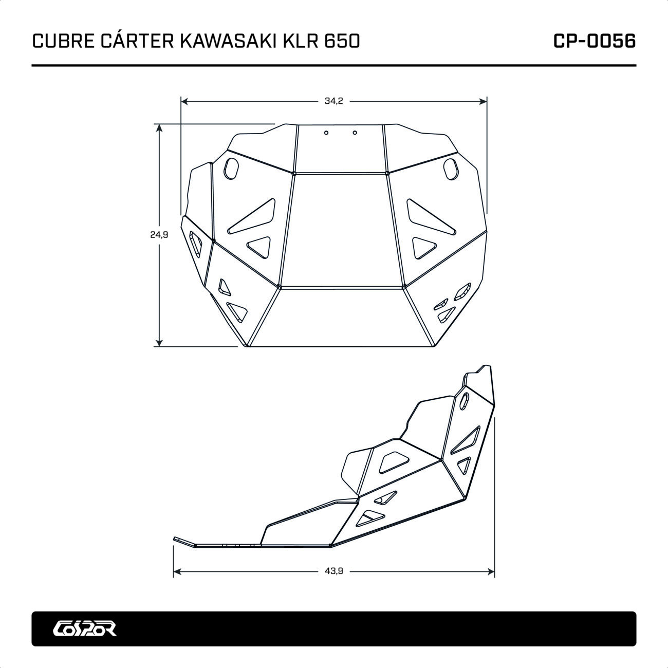CUBRE CARTER KAWASAKI KLR 650 ALUMINIO NEGRO - Image 2