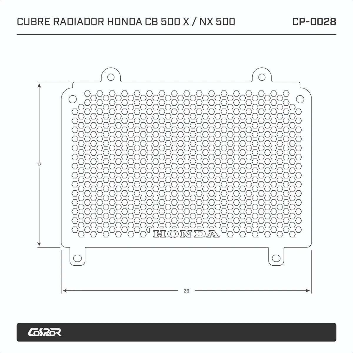 CUBRE RADIADOR PROTECTOR HONDA CB 500 X / NX500 - Image 4