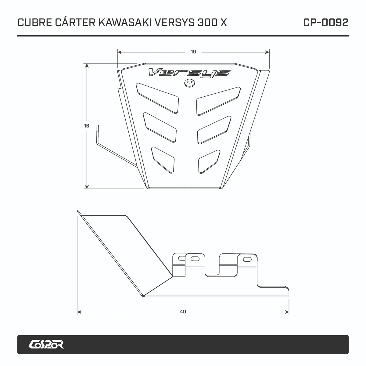 CUBRE CARTER KAWASAKI VERSYS 300 V2 (CHAPA NEGRA) - Image 5